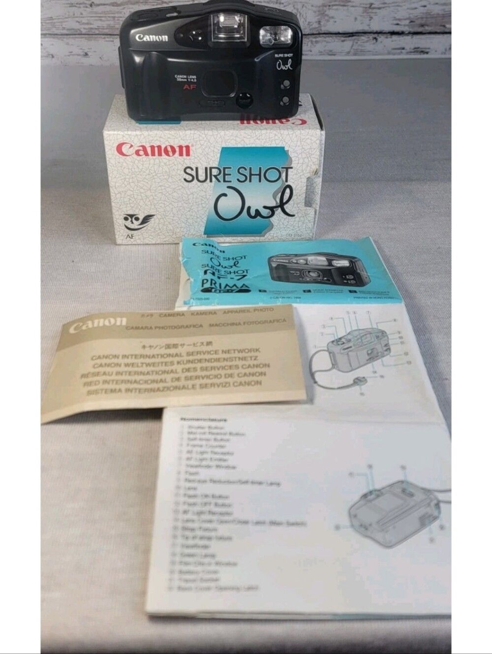 Canon Sure Shot Owl 35mm Film Camera - Black. Tested And Working. GUC. OBO